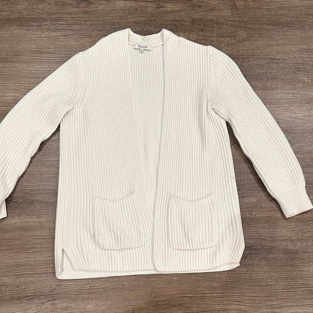 Madewell Ivory Knit Open-Front Cardigan
